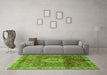 Machine Washable Oriental Green Modern Area Rugs in a Living Room,, wshabs4002grn