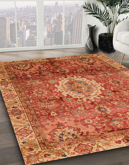 Abstract Orange Oriental Rug in Family Room, abs4002
