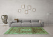 Machine Washable Oriental Turquoise Modern Area Rugs in a Living Room,, wshabs4002turq