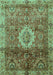 Machine Washable Oriental Turquoise Modern Area Rugs, wshabs4002turq