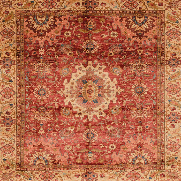 Square Abstract Orange Oriental Rug, abs4002