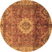 Round Machine Washable Oriental Brown Modern Rug, wshabs4002brn