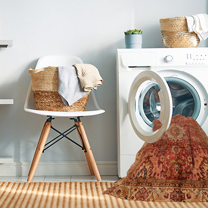 Machine Washable Abstract Orange Rug in a Washing Machine, wshabs4002