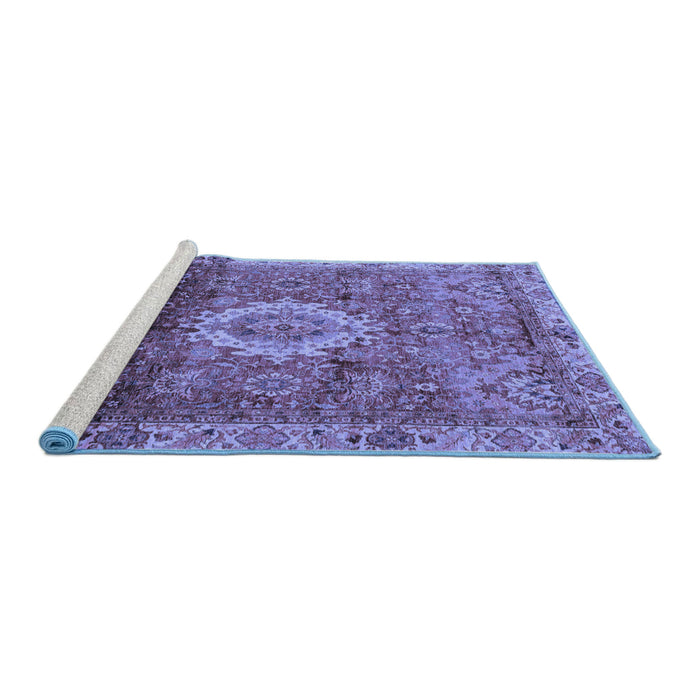 Sideview of Machine Washable Oriental Blue Modern Rug, wshabs4002blu