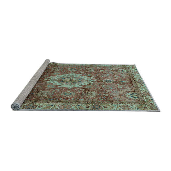 Sideview of Machine Washable Oriental Light Blue Modern Rug, wshabs4002lblu