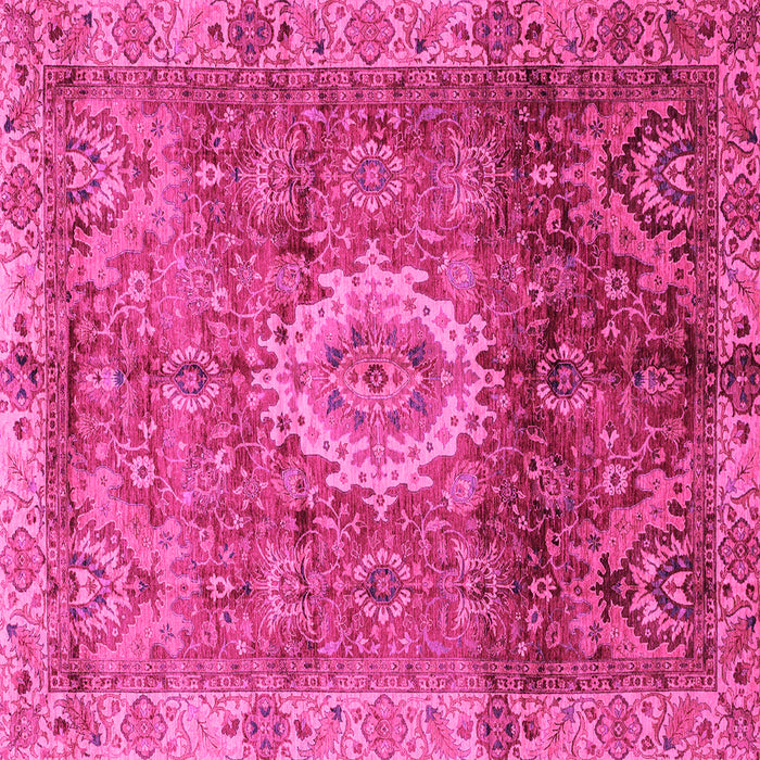 Square Machine Washable Oriental Pink Modern Rug, wshabs4002pnk