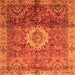 Square Machine Washable Oriental Orange Modern Area Rugs, wshabs4002org