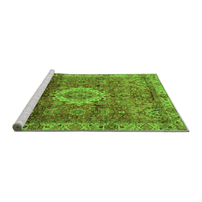 Sideview of Machine Washable Oriental Green Modern Area Rugs, wshabs4002grn