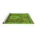 Sideview of Machine Washable Oriental Green Modern Area Rugs, wshabs4002grn