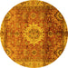 Round Oriental Yellow Modern Rug, abs4002yw