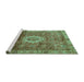 Sideview of Machine Washable Oriental Turquoise Modern Area Rugs, wshabs4002turq