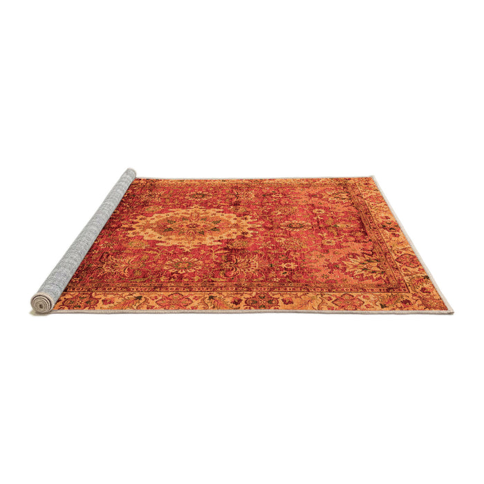 Sideview of Machine Washable Oriental Orange Modern Area Rugs, wshabs4002org