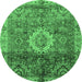 Round Oriental Emerald Green Modern Rug, abs4002emgrn