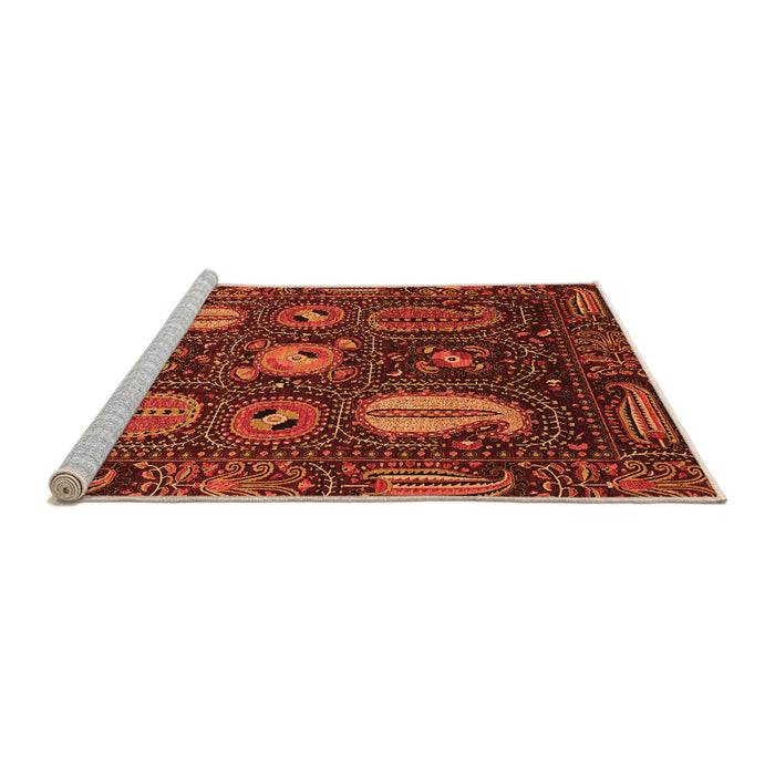Sideview of Machine Washable Abstract Orange Modern Area Rugs, wshabs4003org