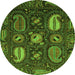 Round Abstract Green Modern Rug, abs4003grn