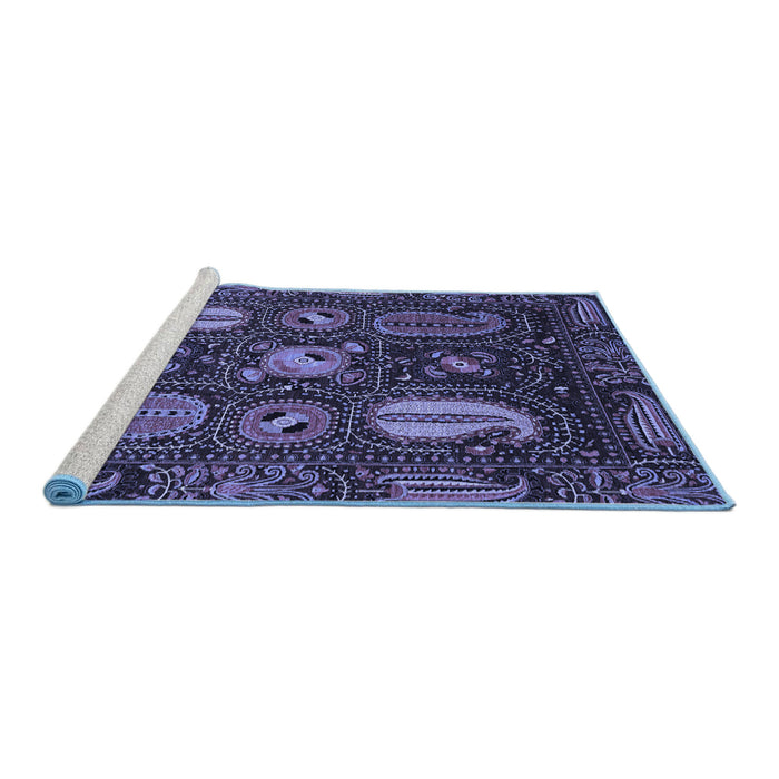 Sideview of Machine Washable Abstract Blue Modern Rug, wshabs4003blu