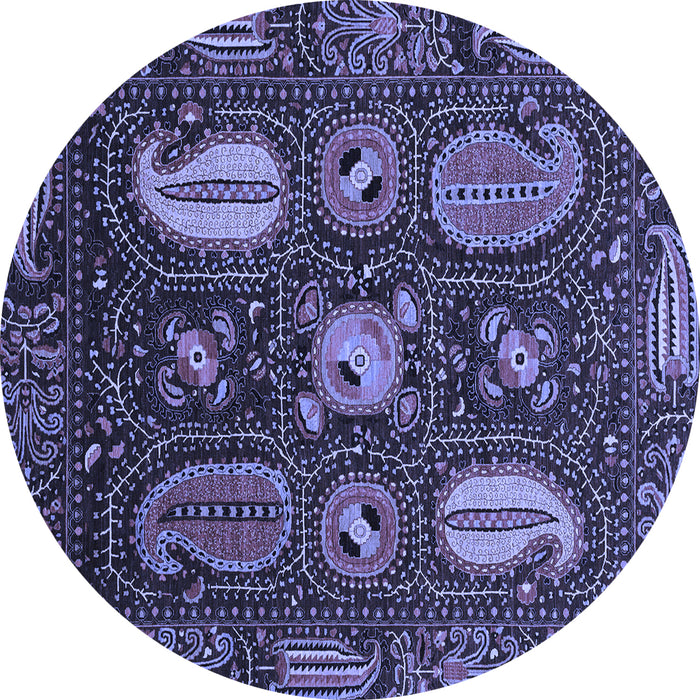 Round Machine Washable Abstract Blue Modern Rug, wshabs4003blu
