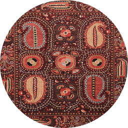 Round Abstract Rust Pink Modern Rug, abs4003