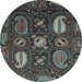 Round Abstract Light Blue Modern Rug, abs4003lblu