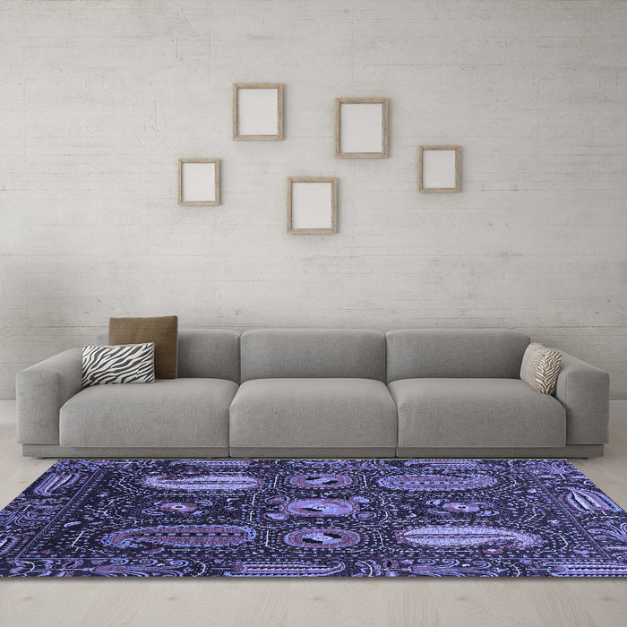 Machine Washable Abstract Blue Modern Rug in a Living Room, wshabs4003blu