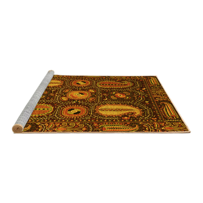 Sideview of Machine Washable Abstract Yellow Modern Rug, wshabs4003yw