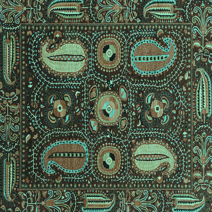 Square Machine Washable Abstract Turquoise Modern Area Rugs, wshabs4003turq