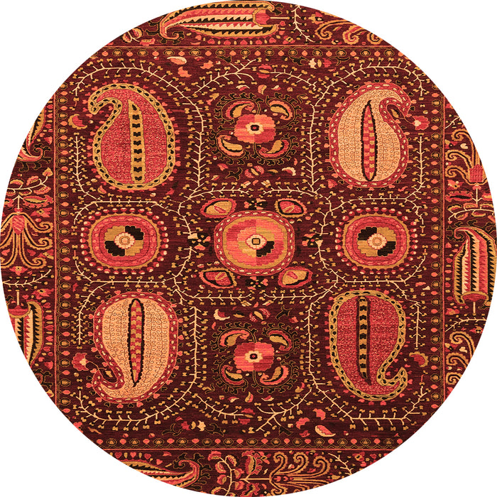 Round Abstract Orange Modern Rug, abs4003org