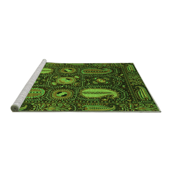 Sideview of Machine Washable Abstract Green Modern Area Rugs, wshabs4003grn