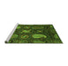 Sideview of Machine Washable Abstract Green Modern Area Rugs, wshabs4003grn