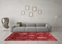 Machine Washable Abstract Red Modern Rug, wshabs4003red