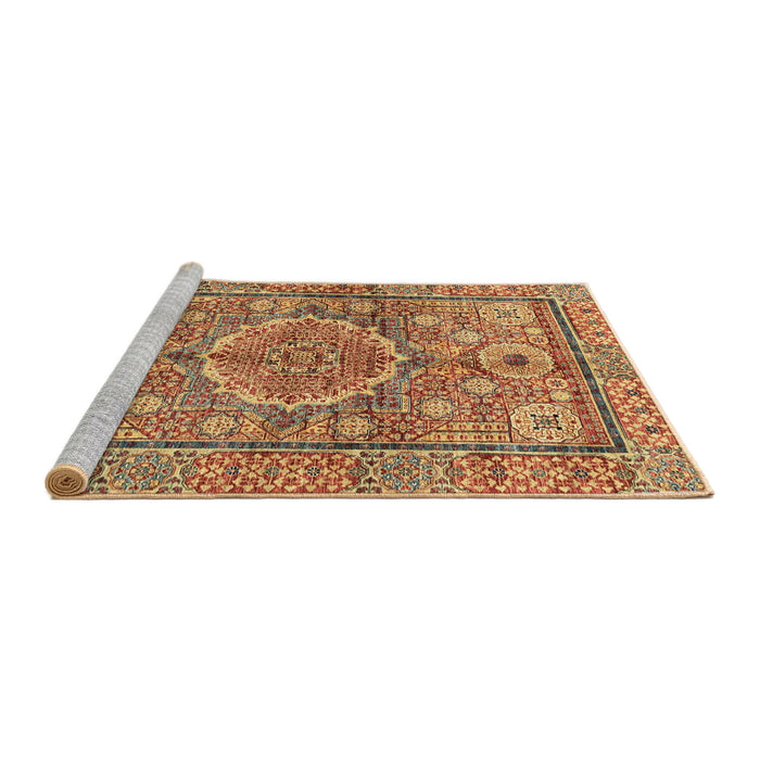 Sideview of Machine Washable Abstract Orange Rug, wshabs4004