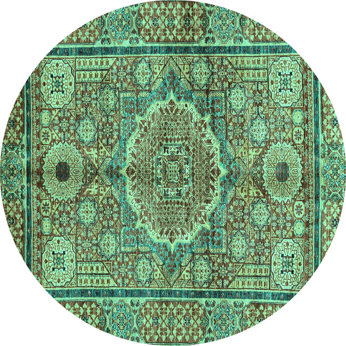 Round Abstract Turquoise Modern Rug, abs4004turq