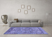 Machine Washable Abstract Blue Modern Rug, wshabs4004blu