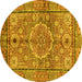 Round Abstract Yellow Modern Rug, abs4004yw