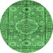 Round Abstract Emerald Green Modern Rug, abs4004emgrn