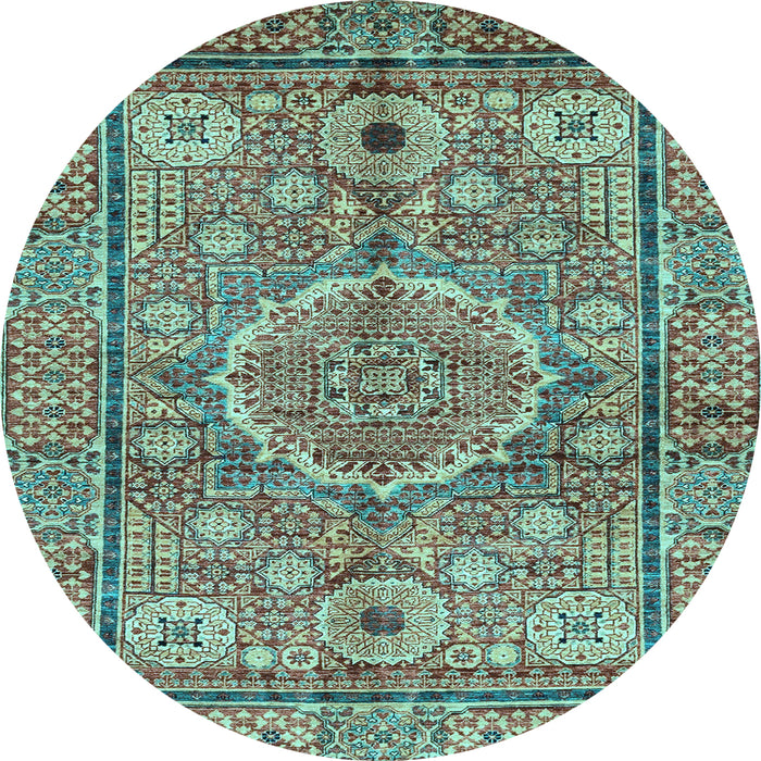 Round Abstract Light Blue Modern Rug, abs4004lblu