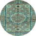 Round Abstract Light Blue Modern Rug, abs4004lblu