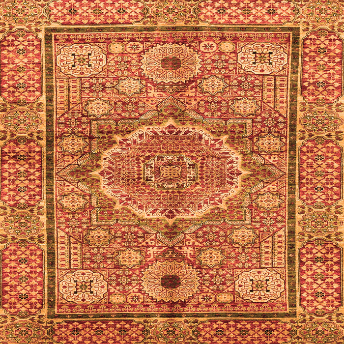 Square Machine Washable Abstract Orange Modern Area Rugs, wshabs4004org