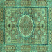 Square Machine Washable Abstract Turquoise Modern Area Rugs, wshabs4004turq