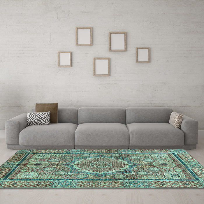 Machine Washable Abstract Light Blue Modern Rug in a Living Room, wshabs4004lblu
