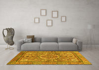 Machine Washable Abstract Yellow Modern Rug, wshabs4004yw