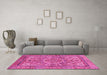 Machine Washable Abstract Pink Modern Rug in a Living Room, wshabs4004pnk