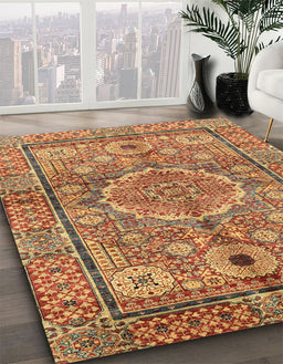 Machine Washable Abstract Orange Rug in a Family Room, wshabs4004