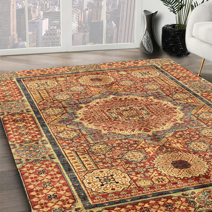 Machine Washable Abstract Orange Rug in a Family Room, wshabs4004