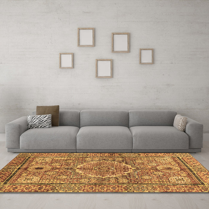 Machine Washable Abstract Brown Modern Rug in a Living Room,, wshabs4004brn