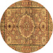 Round Abstract Brown Modern Rug, abs4004brn