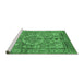 Sideview of Machine Washable Abstract Emerald Green Modern Area Rugs, wshabs4004emgrn