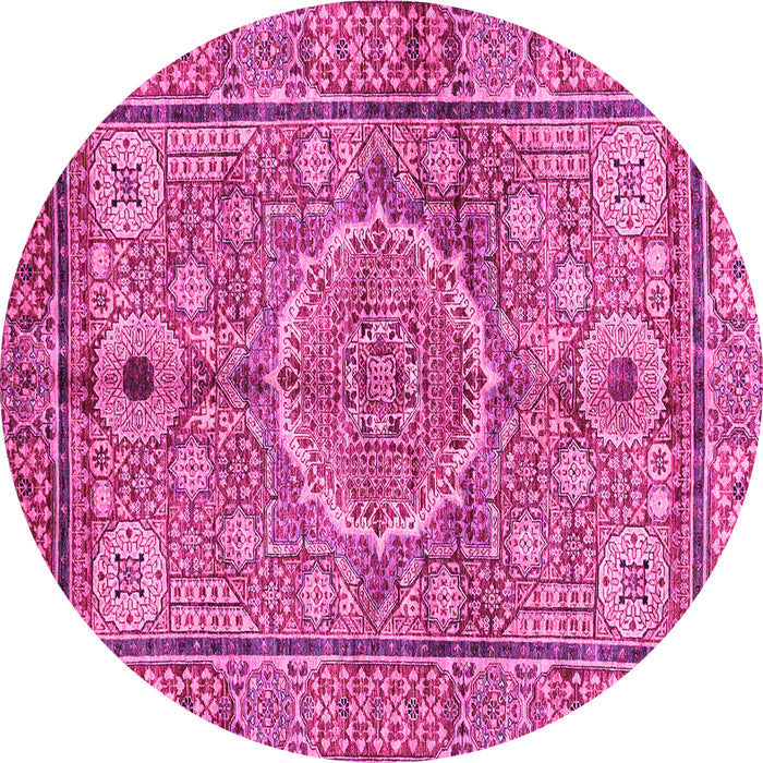 Round Abstract Pink Modern Rug, abs4004pnk