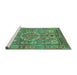 Sideview of Machine Washable Abstract Turquoise Modern Area Rugs, wshabs4004turq