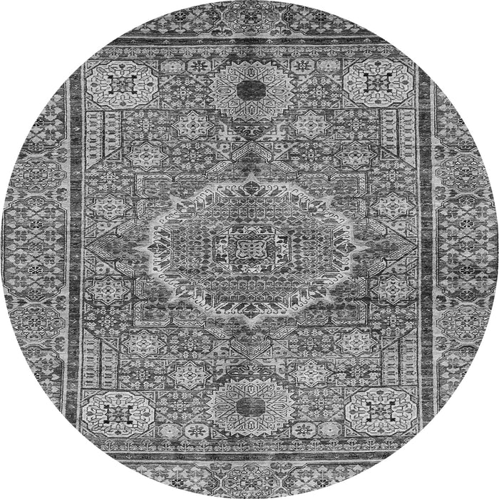 Round Machine Washable Abstract Gray Modern Rug, wshabs4004gry